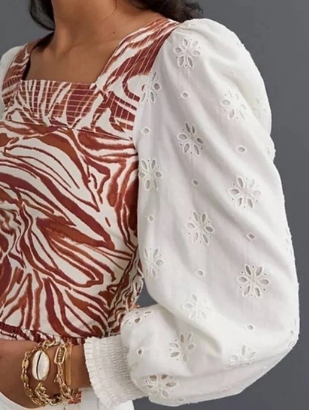 Anthropologie Love The Label Animal Print Long Sleeve Top Size Small